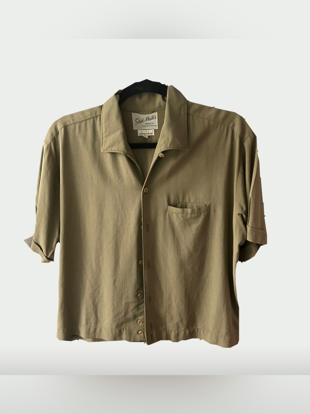 Vintage Slak-Mates Short Sleeve Camp Shirt Olive Green
